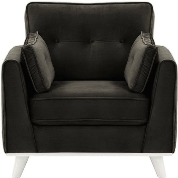 Fauteuil Farrow, noir - Velluto 20, Couleur des pieds: Blanc