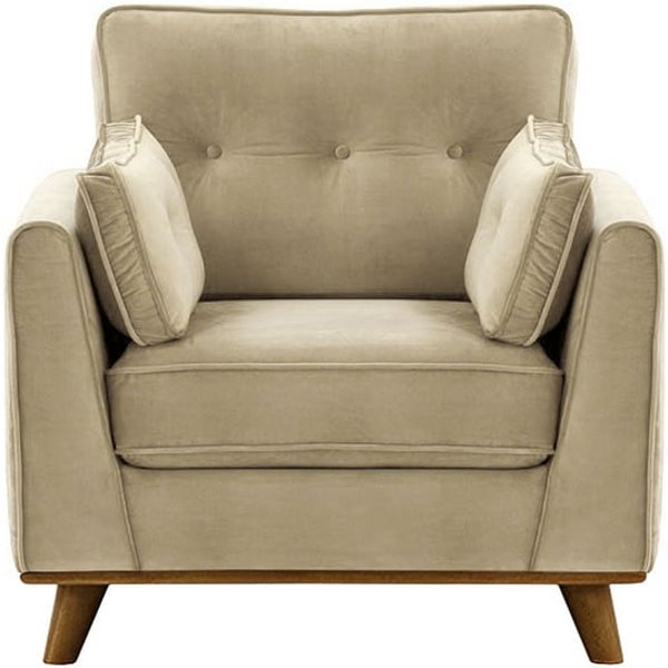 Fauteuil Farrow, beige - Velluto 3, Couleur des pieds: Chêne foncé