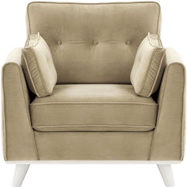 Fauteuil Farrow, beige - Velluto 3, Couleur des pieds: Blanc