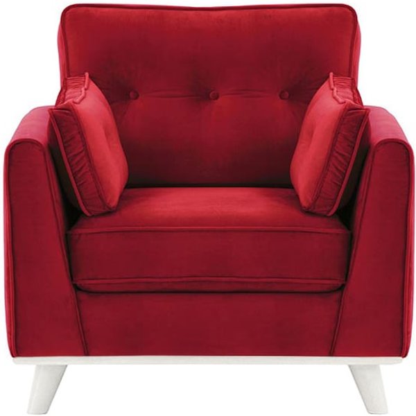 Fauteuil Farrow, rouge - Velluto 7, Couleur des pieds: Blanc