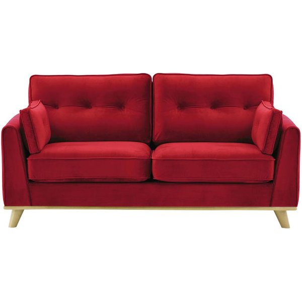Canapé 2,5 places Farrow, rouge - Velluto 7, Couleur des pieds: Noir wax
