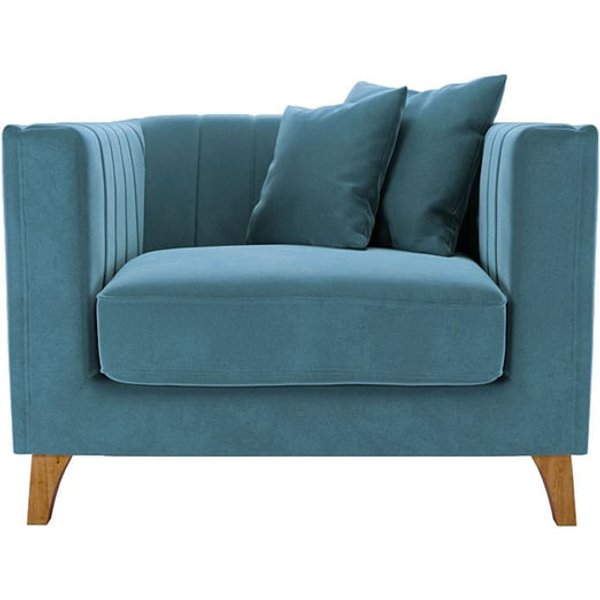 Fauteuil Barra, bleu - Velluto 12, Couleur des pieds: aveo