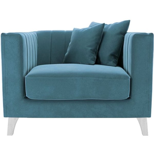 Fauteuil Barra, bleu - Velluto 12, Couleur des pieds: Blanc