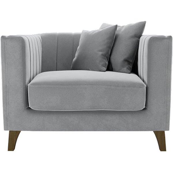 Fauteuil Barra, gris clair - Velluto 15, Couleur des pieds: Chêne foncé