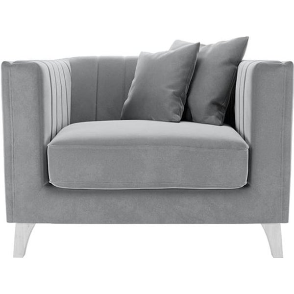Fauteuil Barra, gris clair - Velluto 15, Couleur des pieds: Blanc