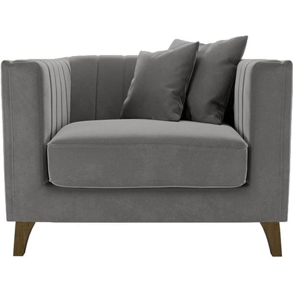Fauteuil Barra, gris éléphant - Velluto 17, Couleur des pieds: Chêne foncé