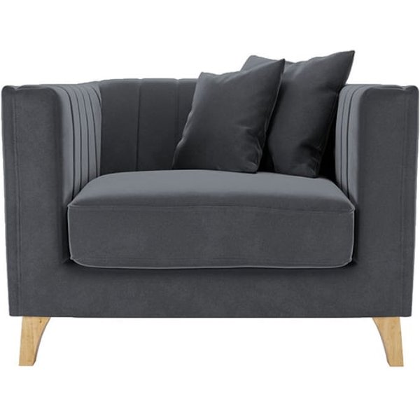 Fauteuil Barra, graphite - Velluto 19, Couleur des pieds: Chêne clair