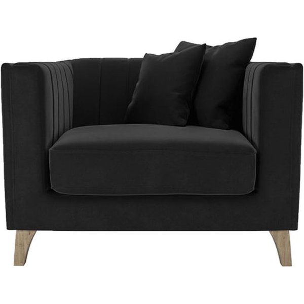 Fauteuil Barra, noir - Velluto 20, Couleur des pieds: Noir wax