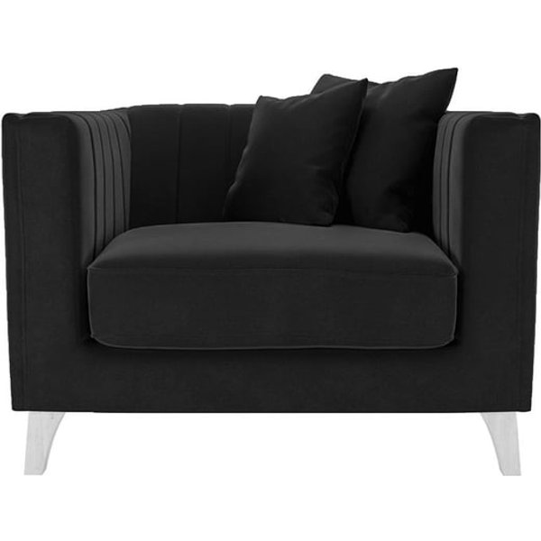 Fauteuil Barra, noir - Velluto 20, Couleur des pieds: Blanc