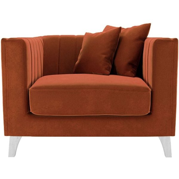 Fauteuil Barra, Velluto 33 - orange rouillé, Couleur des pieds: Blanc