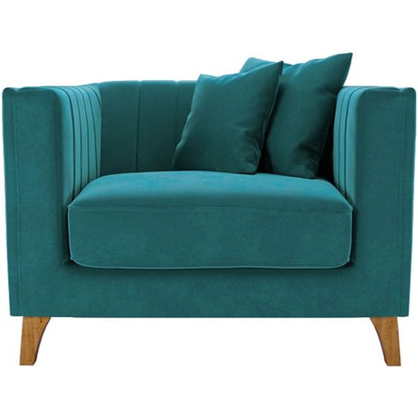 Fauteuil Barra, Velluto 36 - Bleu paon, Couleur des pieds: aveo