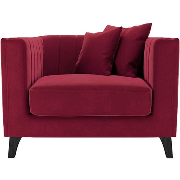 Fauteuil Barra, rouge - Velluto 7, Couleur des pieds: Noir