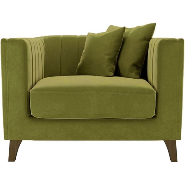 Fauteuil Barra, olive - Velluto 9, Couleur des pieds: Chêne foncé