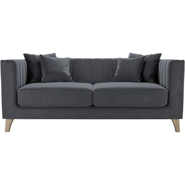 Canapé deux places Barra, graphite - Velluto 19, Couleur des pieds: Noir wax