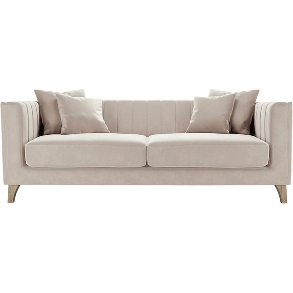 Canapé trois places Barra, beige clair - Velluto 2, Couleur des pieds: Noir wax