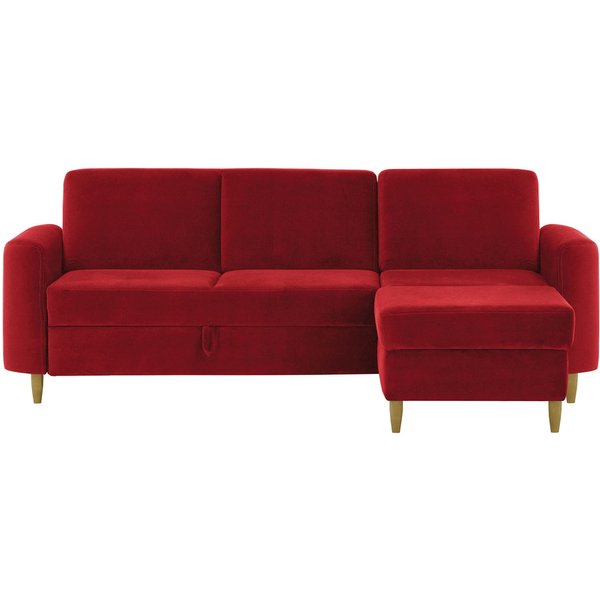 Canapé d’angle Elegance avec fonction lit et coffre de rangement, rouge - Velluto 7