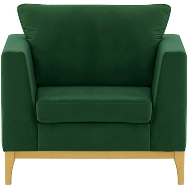 Fauteuil Gosena Wood, vert foncé - Velluto 10, Couleur des pieds: Chêne clair
