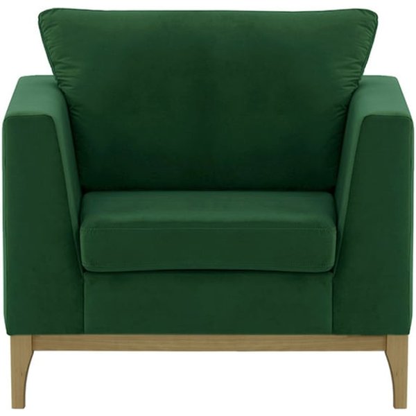 Fauteuil Gosena Wood, vert foncé - Velluto 10, Couleur des pieds: Noir wax