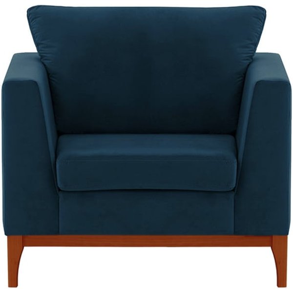 Fauteuil Gosena Wood, bleu - Velluto 11, Couleur des pieds: aveo
