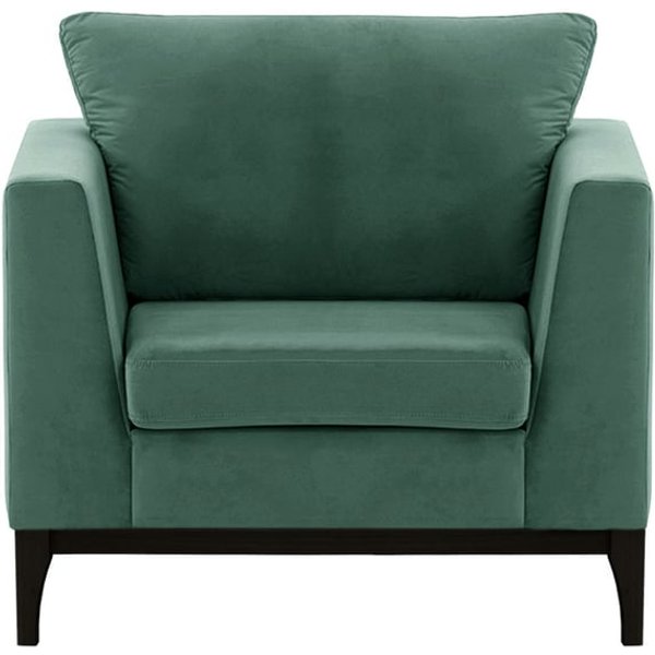 Fauteuil Gosena Wood, bleu - Velluto 12, Couleur des pieds: Noir