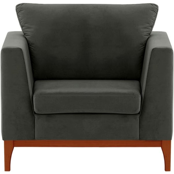 Fauteuil Gosena Wood, graphite - Velluto 19, Couleur des pieds: aveo