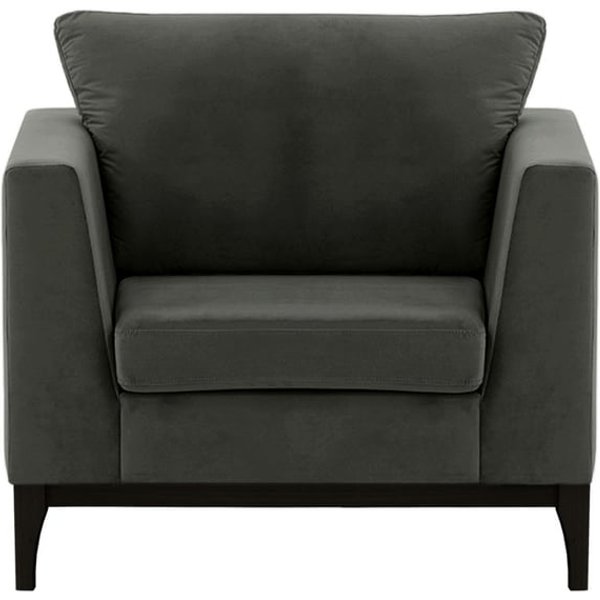 Fauteuil Gosena Wood, graphite - Velluto 19, Couleur des pieds: Noir
