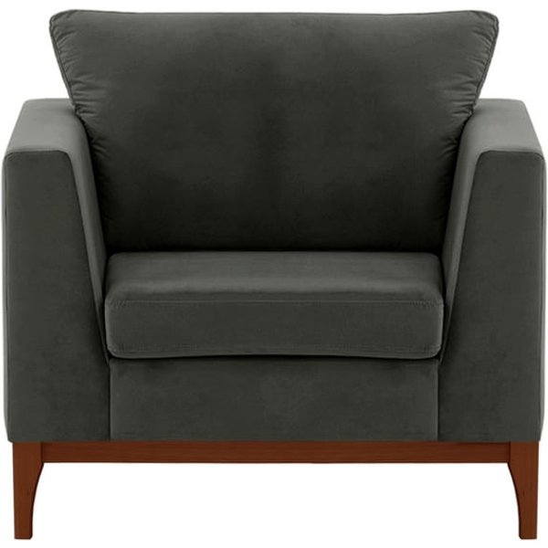 Fauteuil Gosena Wood, graphite - Velluto 19, Couleur des pieds: Chêne foncé
