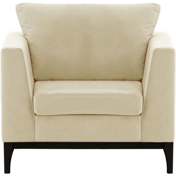 Fauteuil Gosena Wood, beige clair - Velluto 2, Couleur des pieds: Noir
