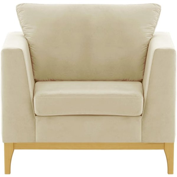 Fauteuil Gosena Wood, beige clair - Velluto 2, Couleur des pieds: Chêne clair