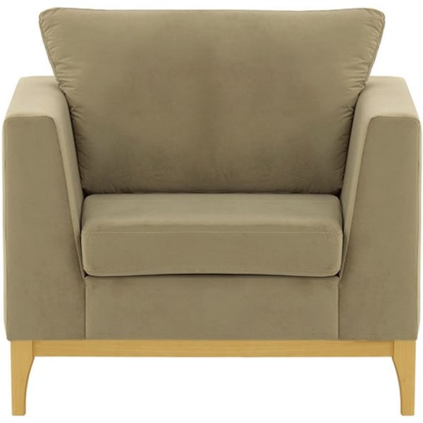 Fauteuil Gosena Wood, beige - Velluto 3, Couleur des pieds: Chêne clair