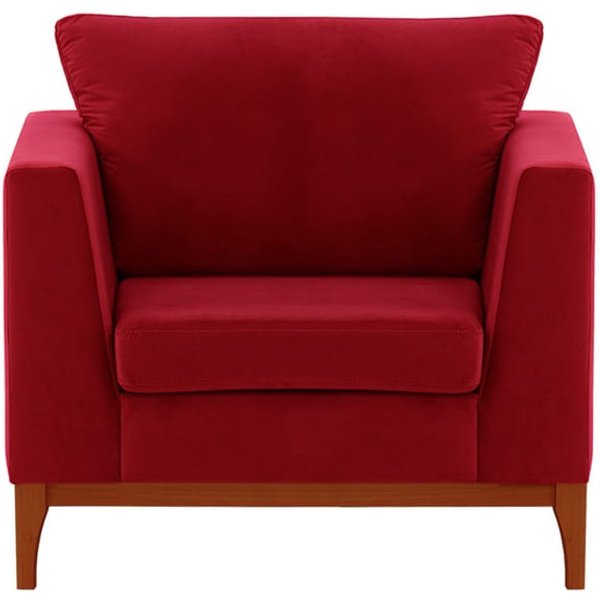 Fauteuil Gosena Wood, rouge - Velluto 7, Couleur des pieds: aveo