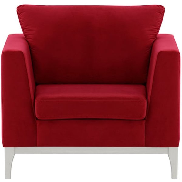 Fauteuil Gosena Wood, rouge - Velluto 7, Couleur des pieds: Blanc