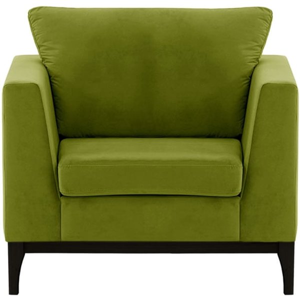 Fauteuil Gosena Wood, olive - Velluto 9, Couleur des pieds: Noir
