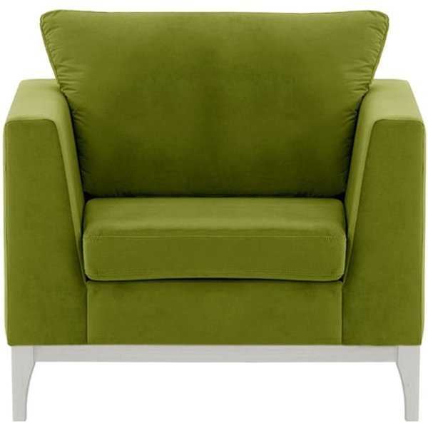 Fauteuil Gosena Wood, olive - Velluto 9, Couleur des pieds: Blanc