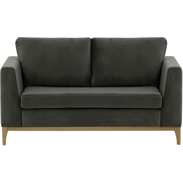 Canapé deux places Gosena Wood, graphite - Velluto 19, Couleur des pieds: Noir wax