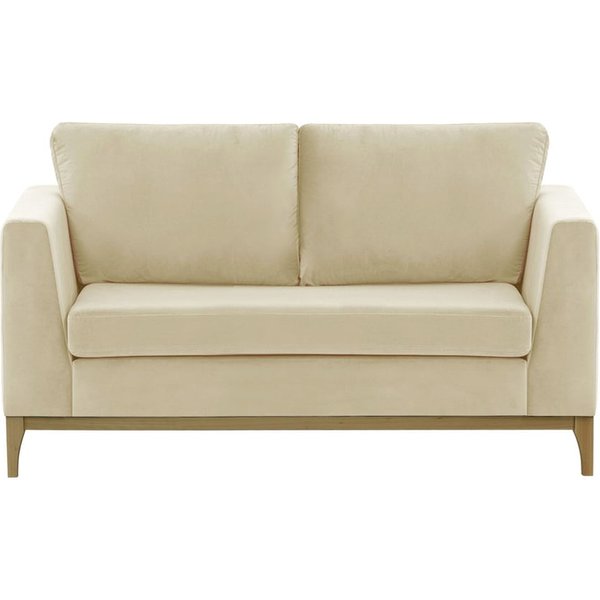 Canapé deux places Gosena Wood, beige clair - Velluto 2, Couleur des pieds: Noir wax