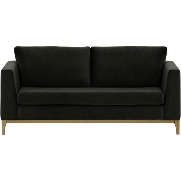 Canapé 2,5 places Gosena Wood, noir - Velluto 20, Couleur des pieds: Noir wax