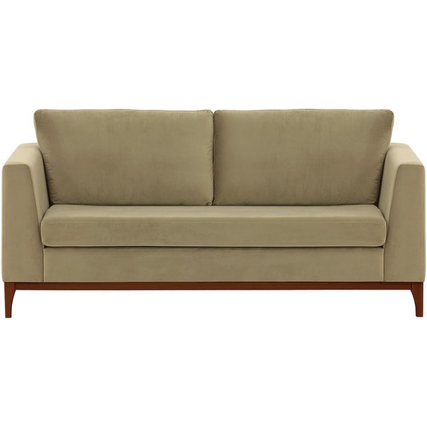 Canapé 2,5 places Gosena Wood, beige - Velluto 3, Couleur des pieds: Chêne foncé