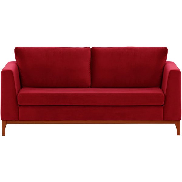 Canapé 2,5 places Gosena Wood, rouge - Velluto 7, Couleur des pieds: aveo