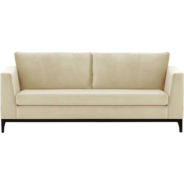 Canapé trois places Gosena Wood, beige clair - Velluto 2, Couleur des pieds: Noir