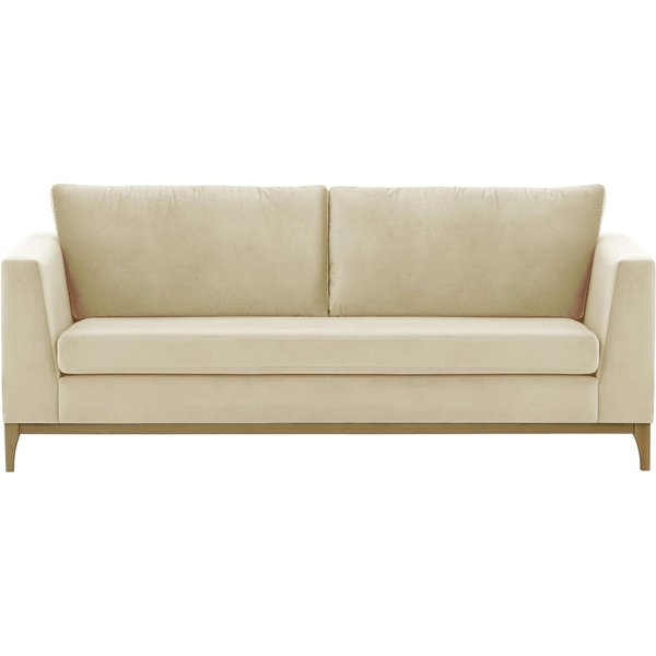 Canapé trois places Gosena Wood, beige clair - Velluto 2, Couleur des pieds: Noir wax