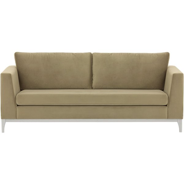 Canapé trois places Gosena Wood, beige - Velluto 3, Couleur des pieds: Blanc