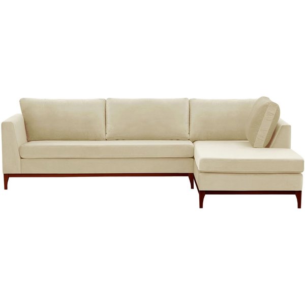 Canapé d’angle droit Gosena Wood, beige clair - Velluto 2, Couleur des pieds: aveo