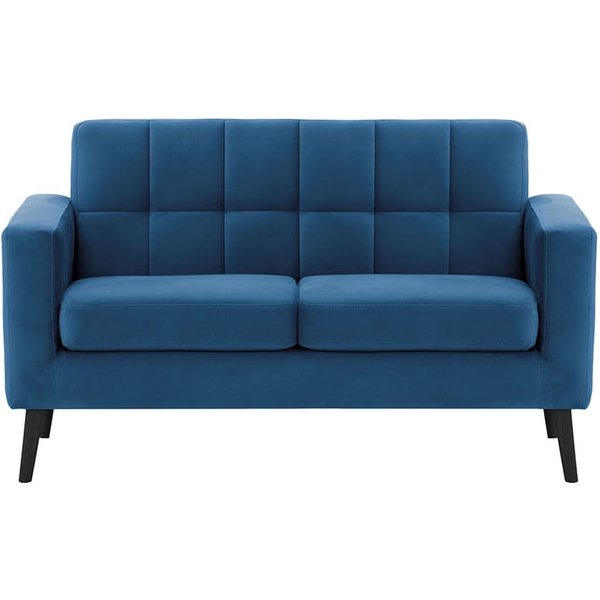 Neat - Canapé deux places, bleu - Velluto 11, Couleur des pieds: Noir