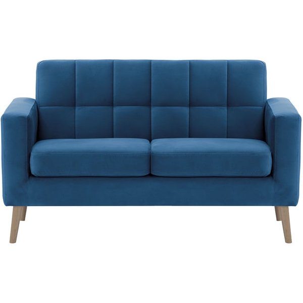 Neat - Canapé deux places, bleu - Velluto 11, Couleur des pieds: Noir wax