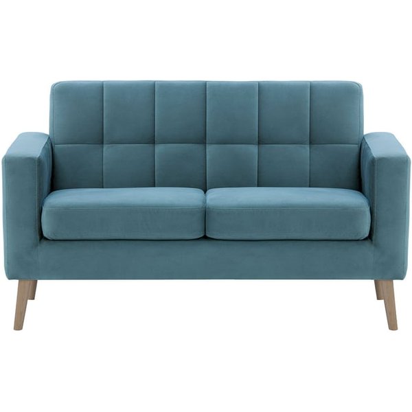 Neat - Canapé deux places, bleu - Velluto 12, Couleur des pieds: Noir wax