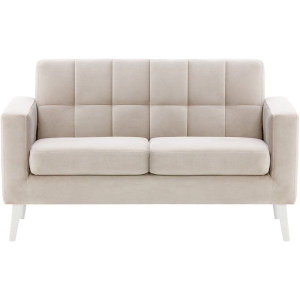 Neat - Canapé deux places, beige clair - Velluto 2, Couleur des pieds: Blanc
