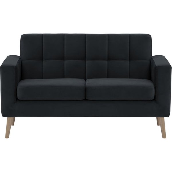 Neat - Canapé deux places, noir - Velluto 20, Couleur des pieds: Noir wax
