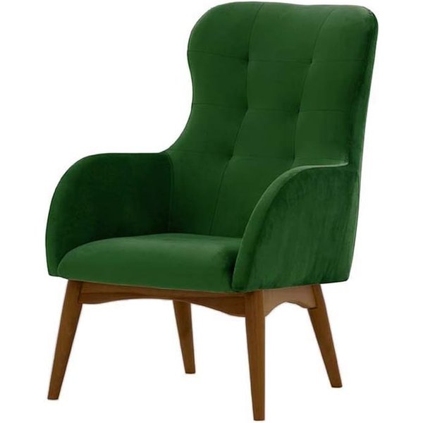 Fauteuil à oreilles Hollis, vert foncé - Velluto 10, Couleur des pieds: Chêne foncé