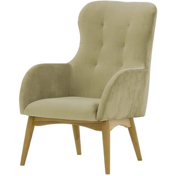 Fauteuil à oreilles Hollis, beige - Velluto 3, Couleur des pieds: Chêne clair
